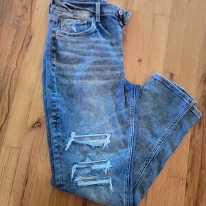 Maurices Blue Slim Straight Distressed Jeans